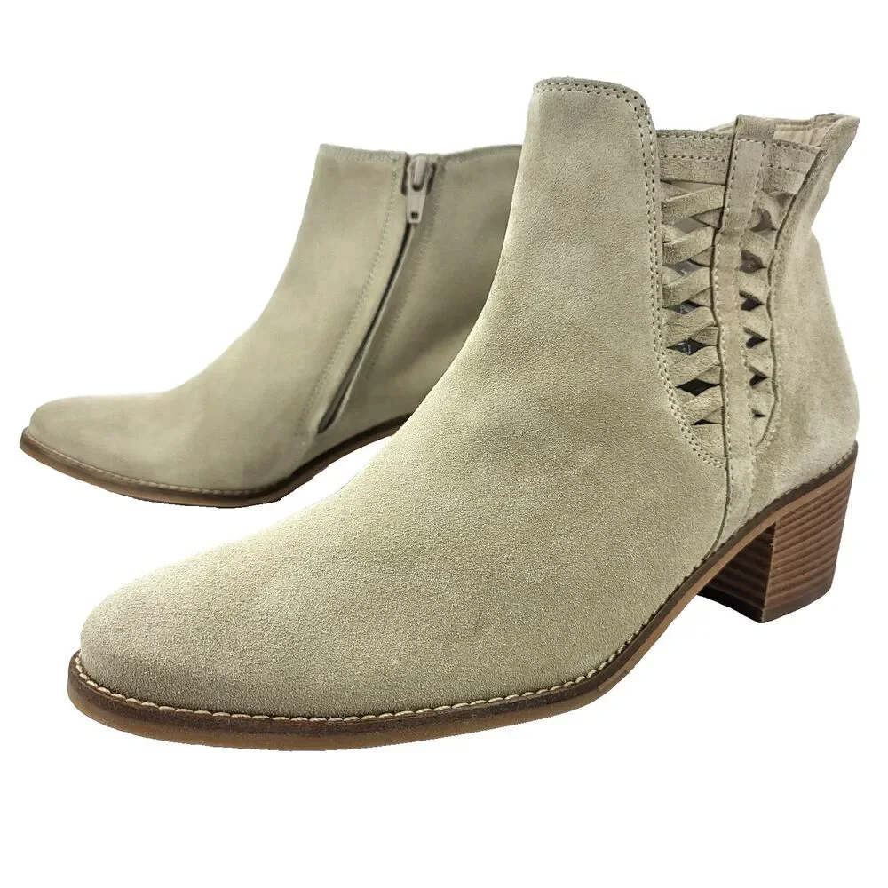 PAUL GREEN Suede Braided Cutout Bootie Size 6 UK 8.5 US